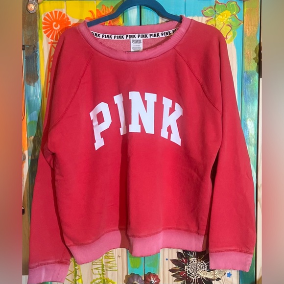 PINK Victoria's Secret Sweaters - PINK Victoria's Secret Vibrant Red Crew Neck Sweater